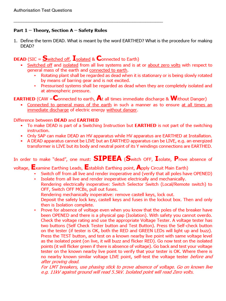 Authorisation Test Questions for SAPs | PDF | Relay | Transformer