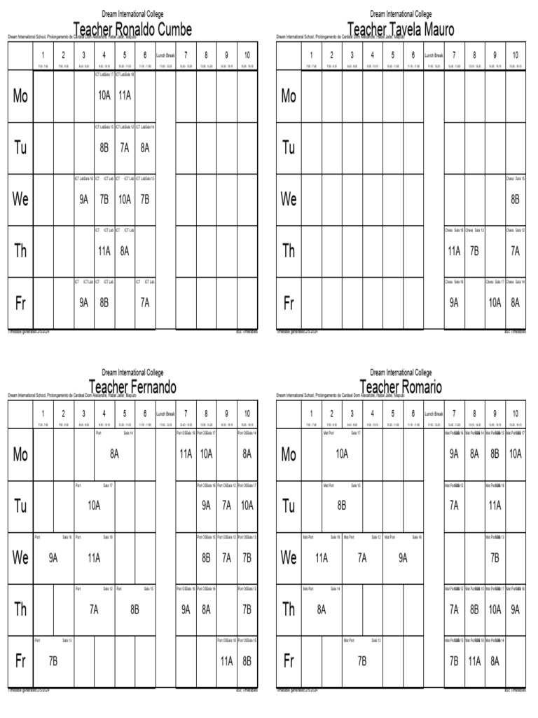 Dream International School Timetable 2024 | PDF