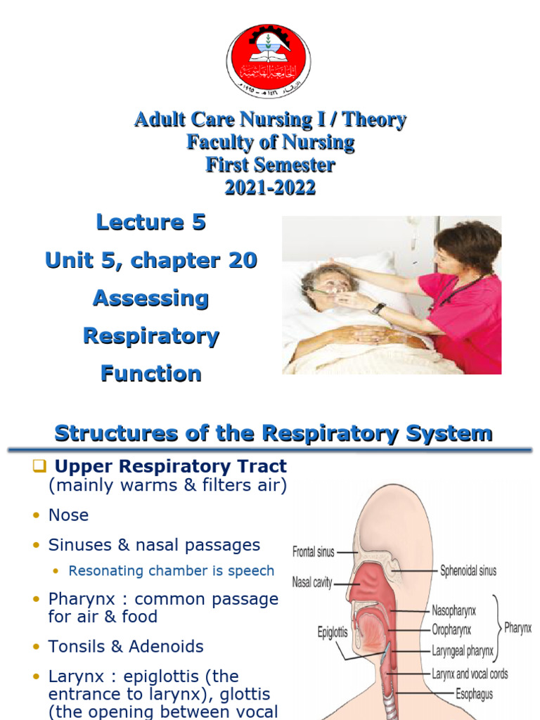 Lecture 5 Assessing Respiratory Function & Respiratory Care