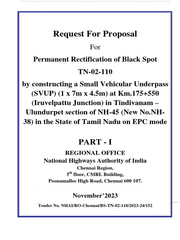 RFP for Iruvelpattu Underpass Project | PDF | Request For Proposal ...