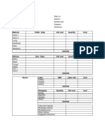 Cost Sheet