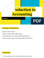 Lesson 1 - Introduction To Accounting - Notes