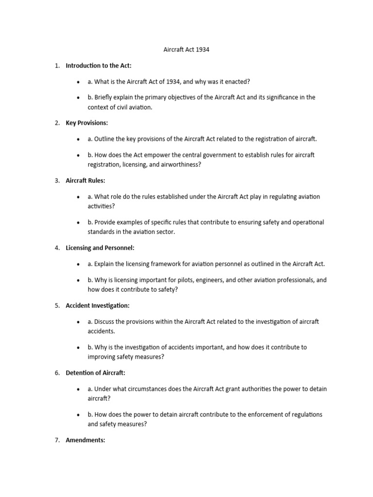 Aircraft Act 1934 PDF Aviation Safety
