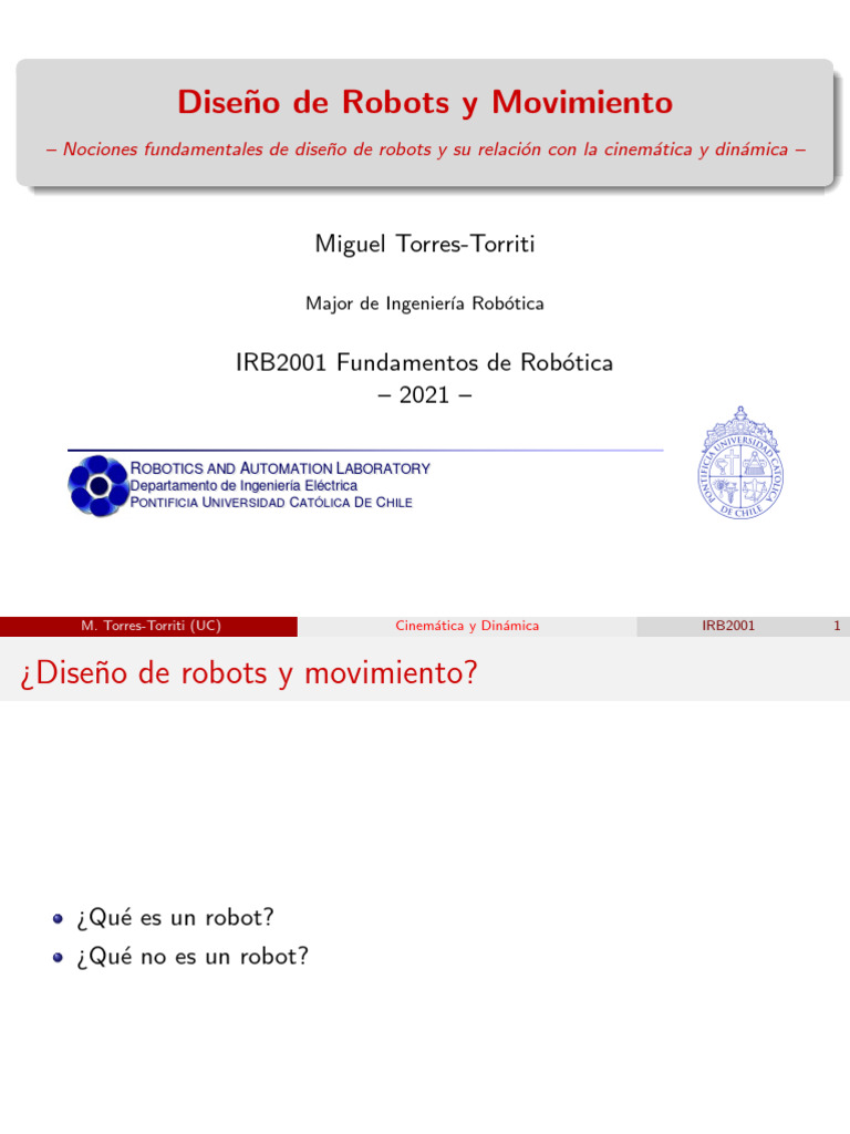 Diseño y Movimiento de Robots | PDF | Robótica | Robot