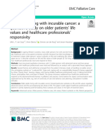 Living and Dying With Incurable Cancer: A Qualitative Study On Older Patients ' Life Values and Healthcare Professionals ' Responsivity