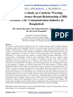 Investigative Study On Celebrity Worship Motives On Customer-Brand-Relationship (CBR) Towards Tele - Communication Industry in Bangladesh