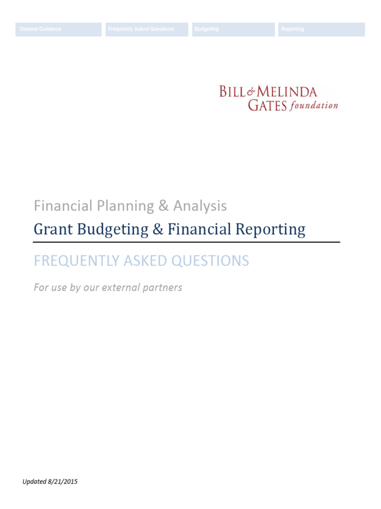Financial Planning Amp Analysis Grant Budgeting Amp PDF Bill