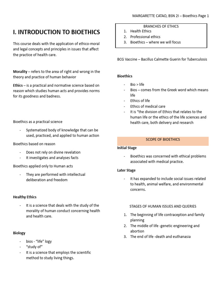 Introduction to Bioethics Principles | PDF | Informed Consent | Bioethics