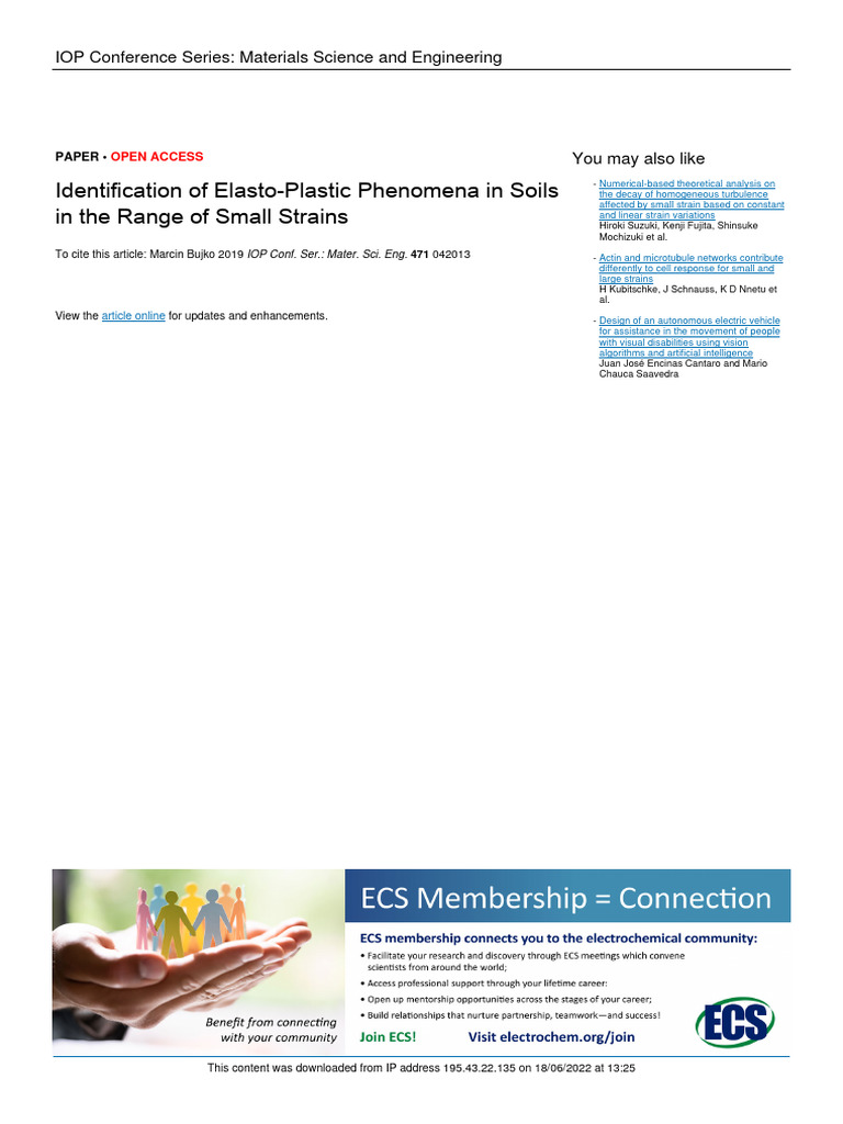 Identification of Elasto-Plastic Phenomena in Soils | PDF | Young's ...