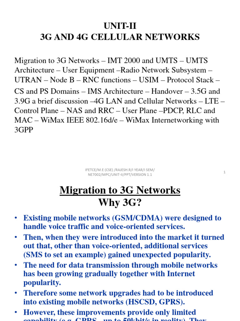 3G and 4G Cellular Network Overview | PDF | High Speed Packet Access ...