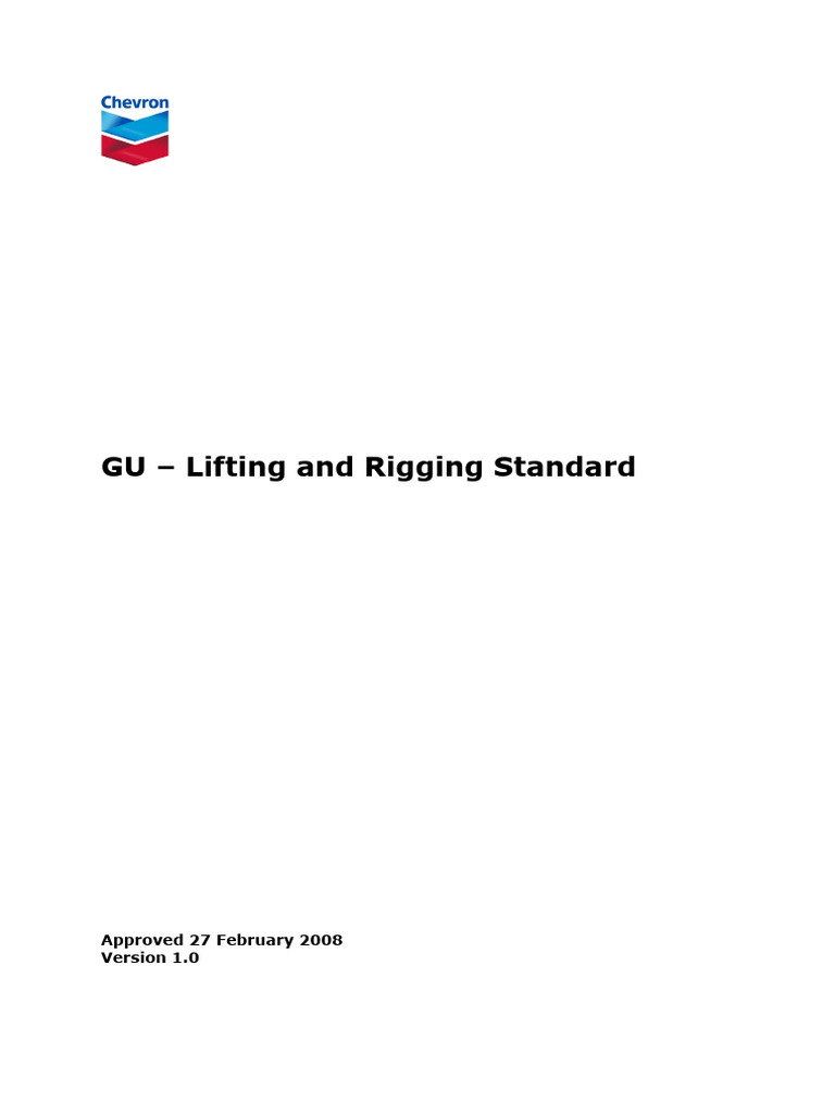 GU MSW Lifting and Rigging Standard PDF Crane (Machine) Elevator