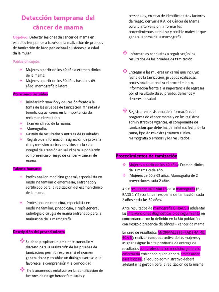 Tamización del Cáncer de Mama en Mujeres | PDF | Cáncer de mama ...