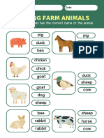 Science Naming Farm Animals Worksheet in Green Yellow Minimalist Simple Style