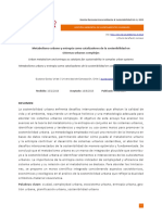 Metabolismo Urbano y Entropía Como Catalizadores de La Sostenibilidad en Sistemas Urbanos Complejos