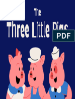 The Three Little Pigs Educational Presentation in Blue and Red Illustrative Animation Style