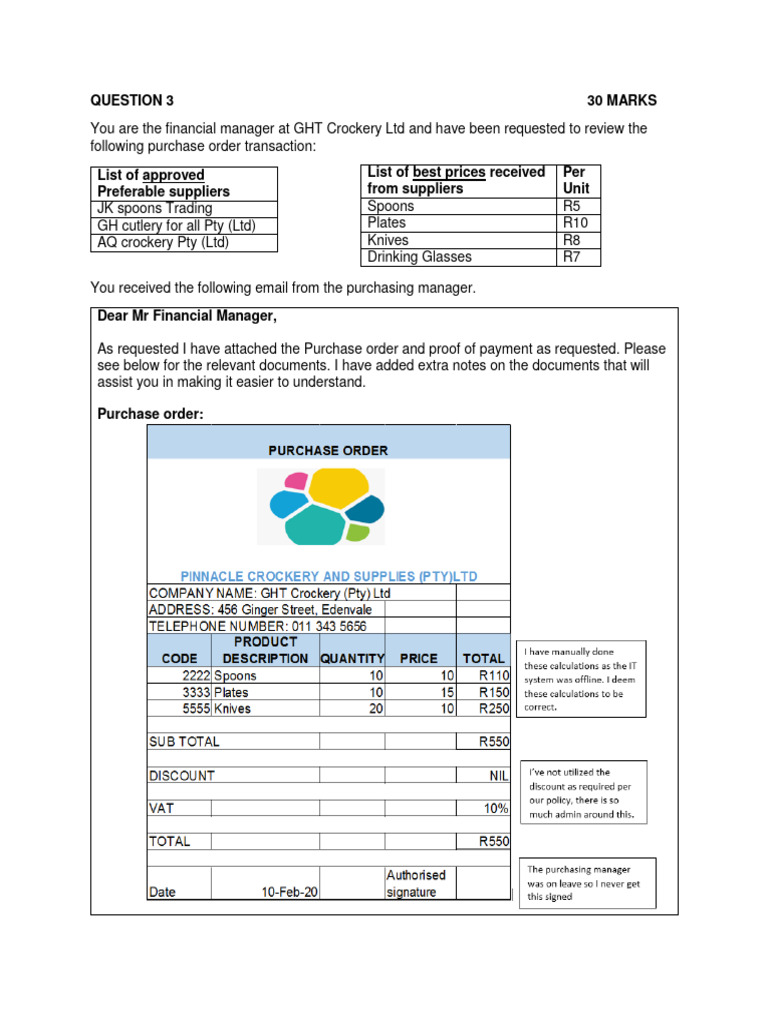 Financial Review of Purchase Order Risks | PDF | Tableware | Economies