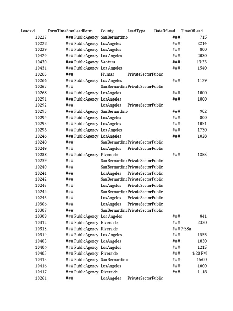 Public Agency Lead Data Summary | PDF | Travel