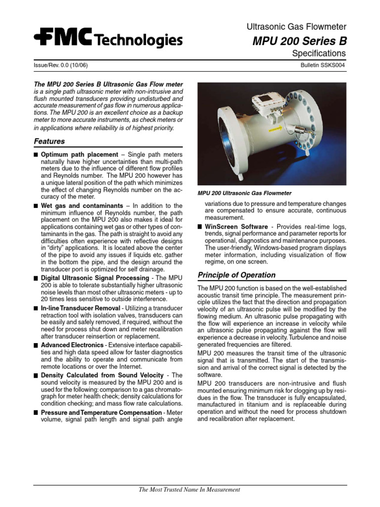 Ultrasonic Gas Flowmeter | PDF | Flow Measurement | Ultrasound
