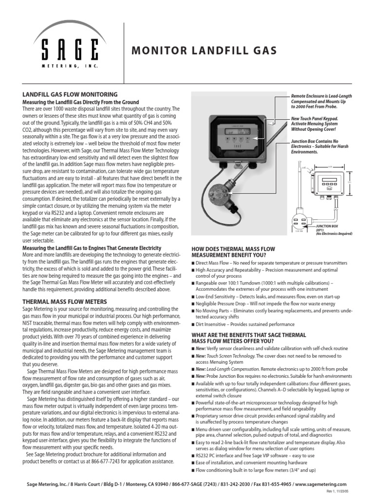 Thermal Mass Flow Meters For LFG | PDF | Flow Measurement | Gases