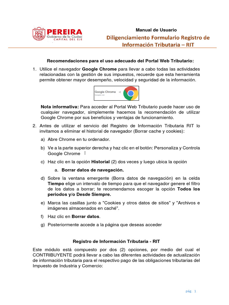 Guía para Inscripción en el RIT | PDF | Cookie HTTP | Impuestos