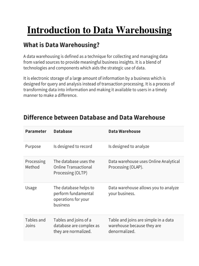 Understanding Data Warehousing Concepts | PDF | Data Warehouse | Use Case