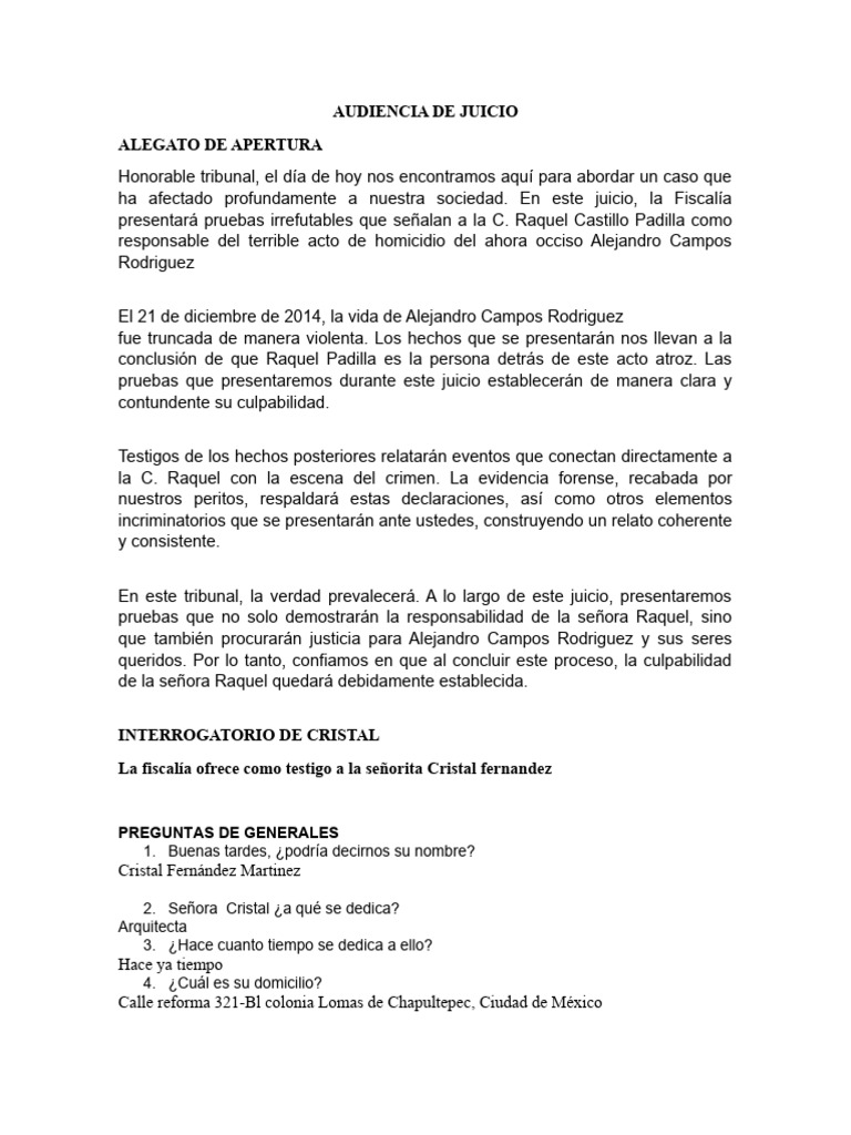 Audiencia de Juicio | PDF | Violencia doméstica | Rachel