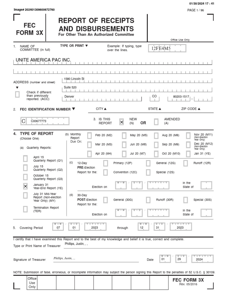 Unite America PAC Financial Report | PDF | Political Action Committee ...