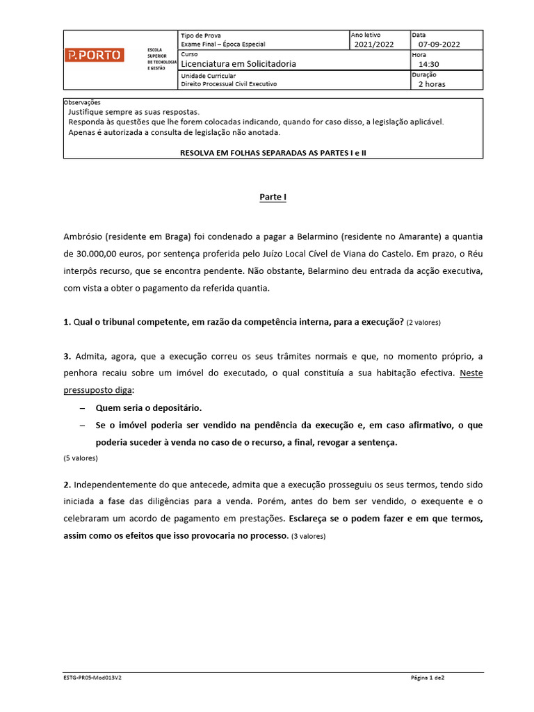 Prova EscritaDPCE - SOL2 - 07set2022 | PDF | Sentença (jurídico) | Justiça