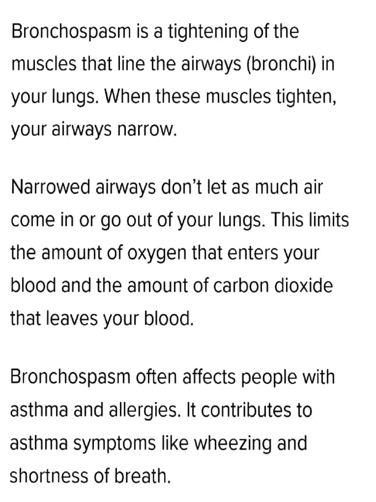 Bronchospasm Treatment and Medications | PDF | Asthma | Chronic ...