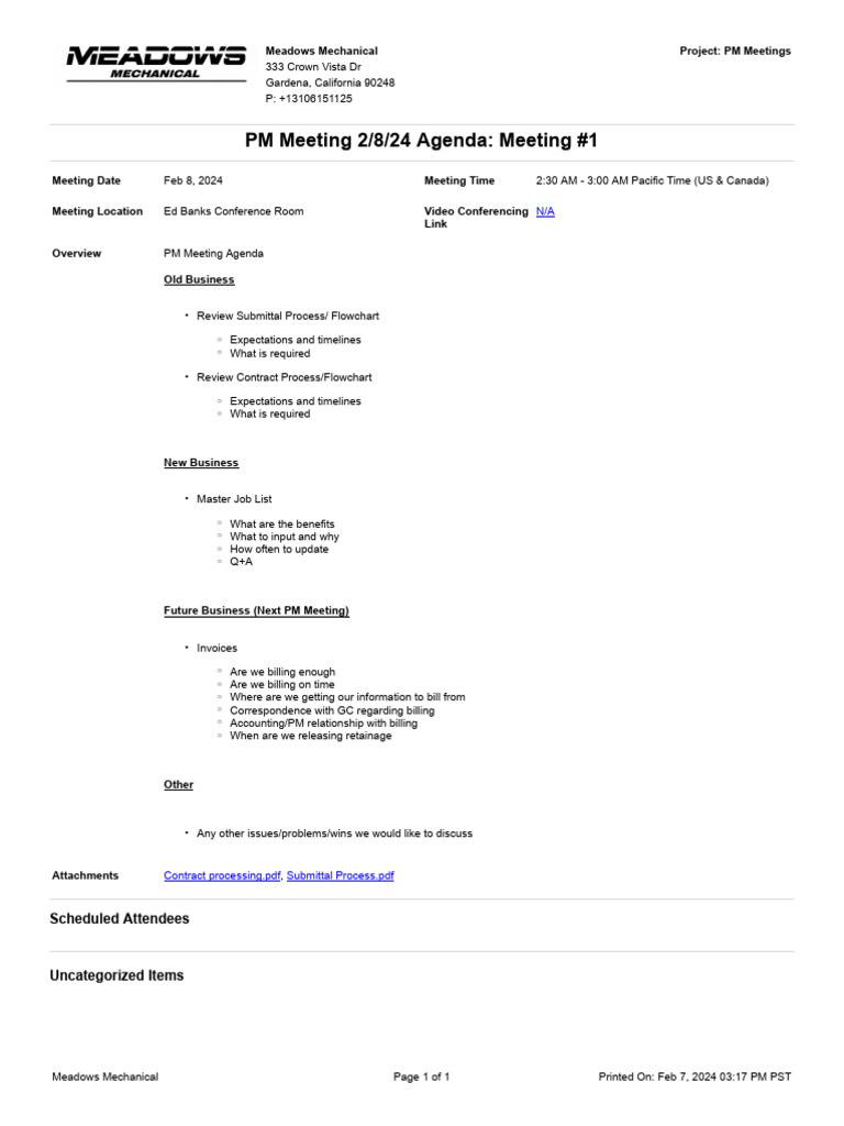 Pm Meeting 1 2 8 24 Pdf Computing