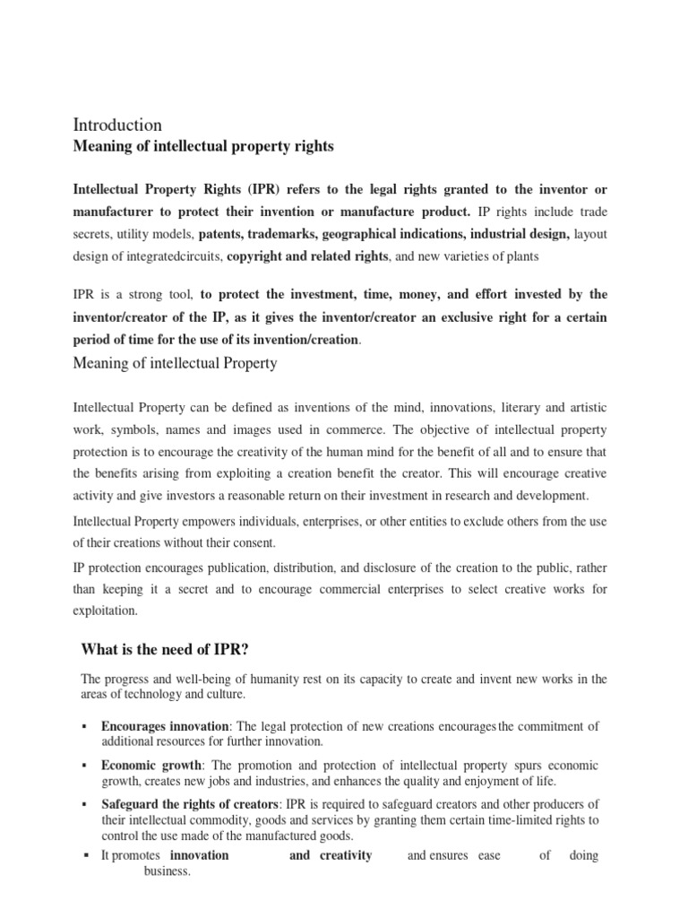 Unit 4 Ipr Pdf Intellectual Property Patent