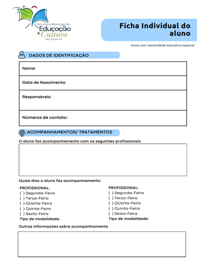 Ficha Individual Do Aluno | PDF