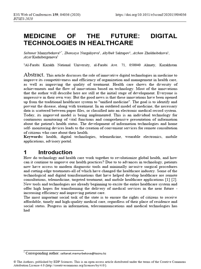 Digital Technologies Transforming Healthcare | PDF | Health Care ...