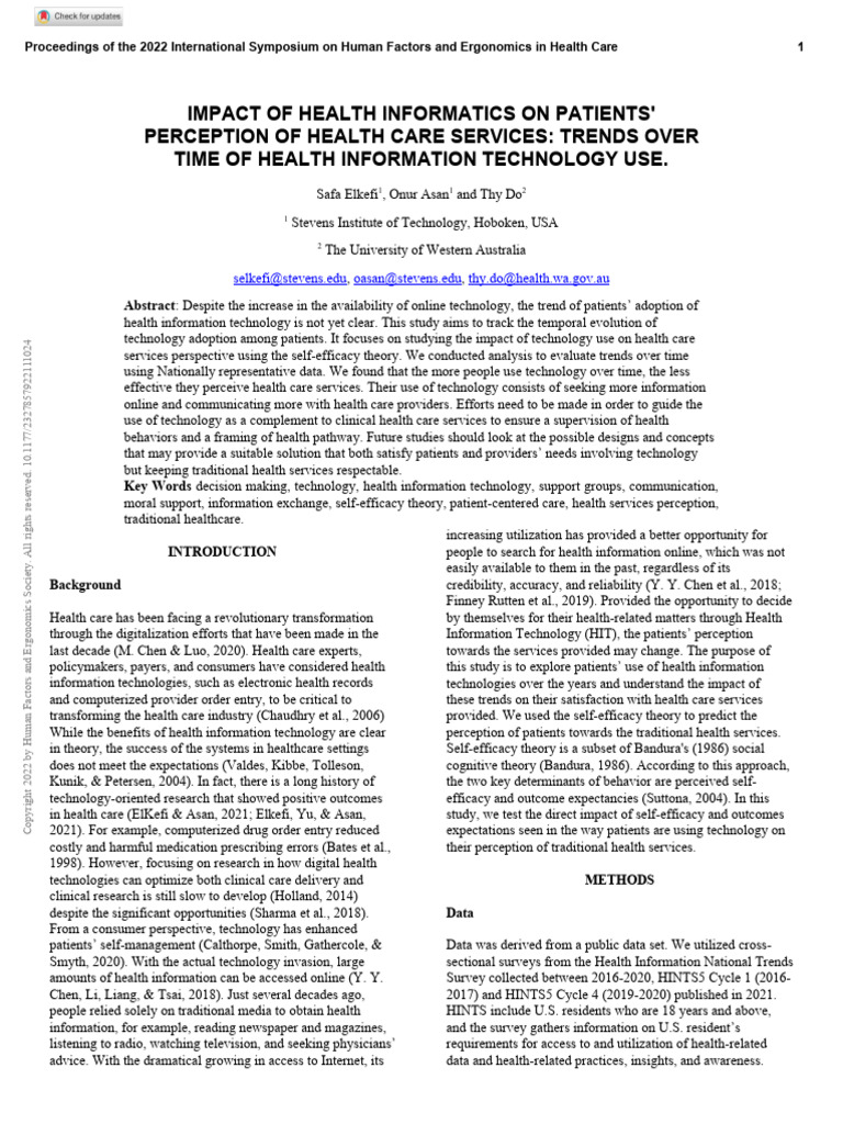 Elkefi Et Al 2022 Impact of Health Informatics On Patients Perception ...