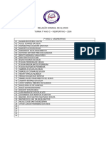 Relação Nominal de Alunos Turma 7º Ano C - Vespertino - 2024