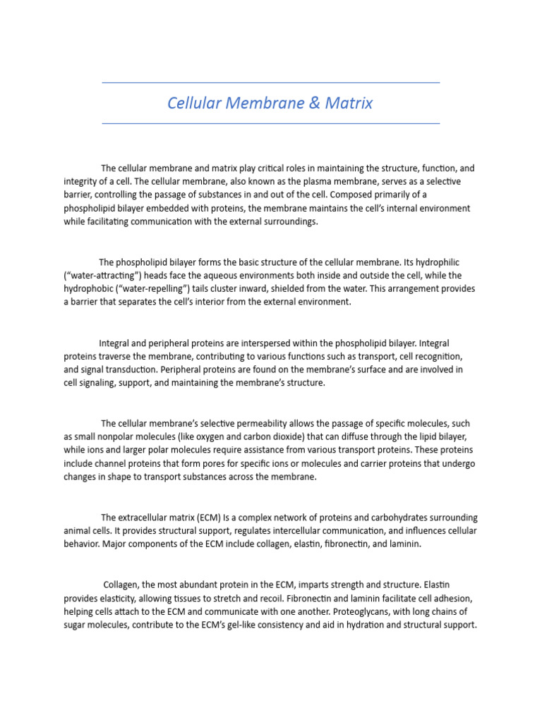 Unit 2 | PDF | Cell Membrane | Extracellular Matrix