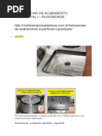 TOLERÂNCIAS DE ACABAMENTO SUPERFICIAL - Molde de Injeção Plástico