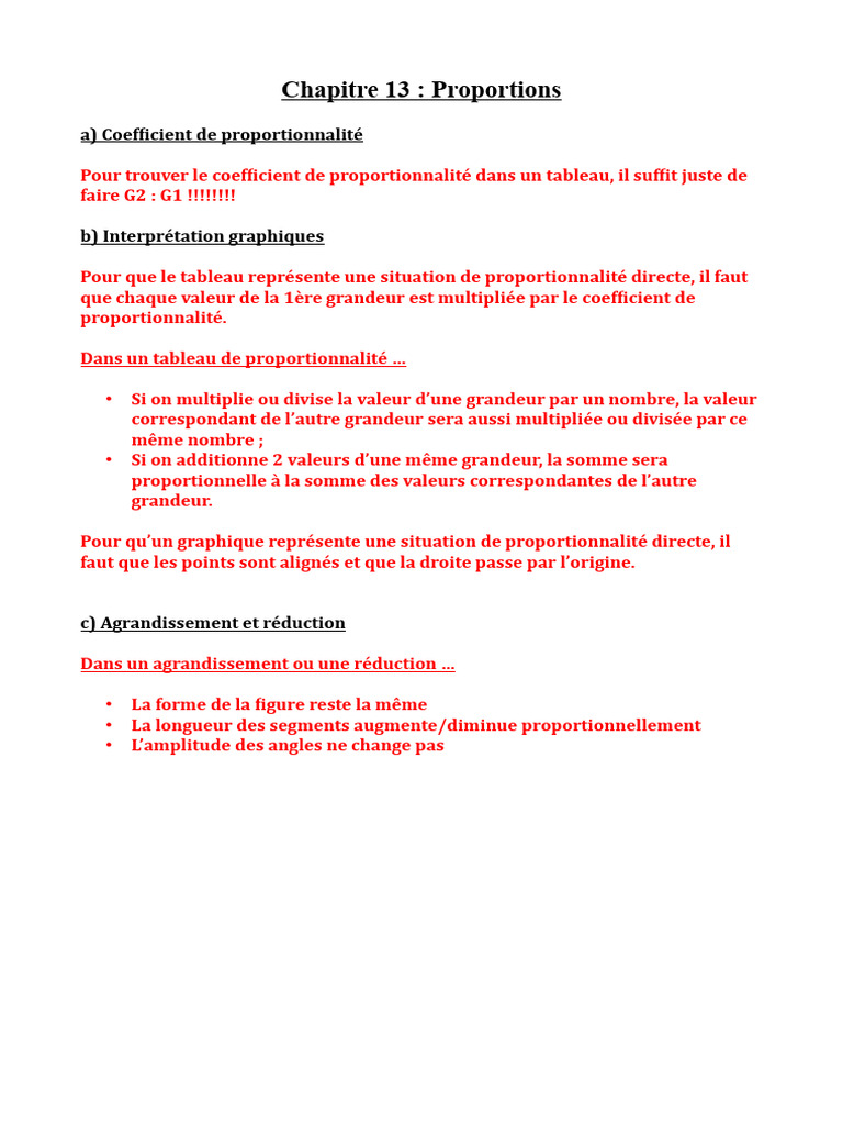 Synthèse sur la Proportionalité | PDF