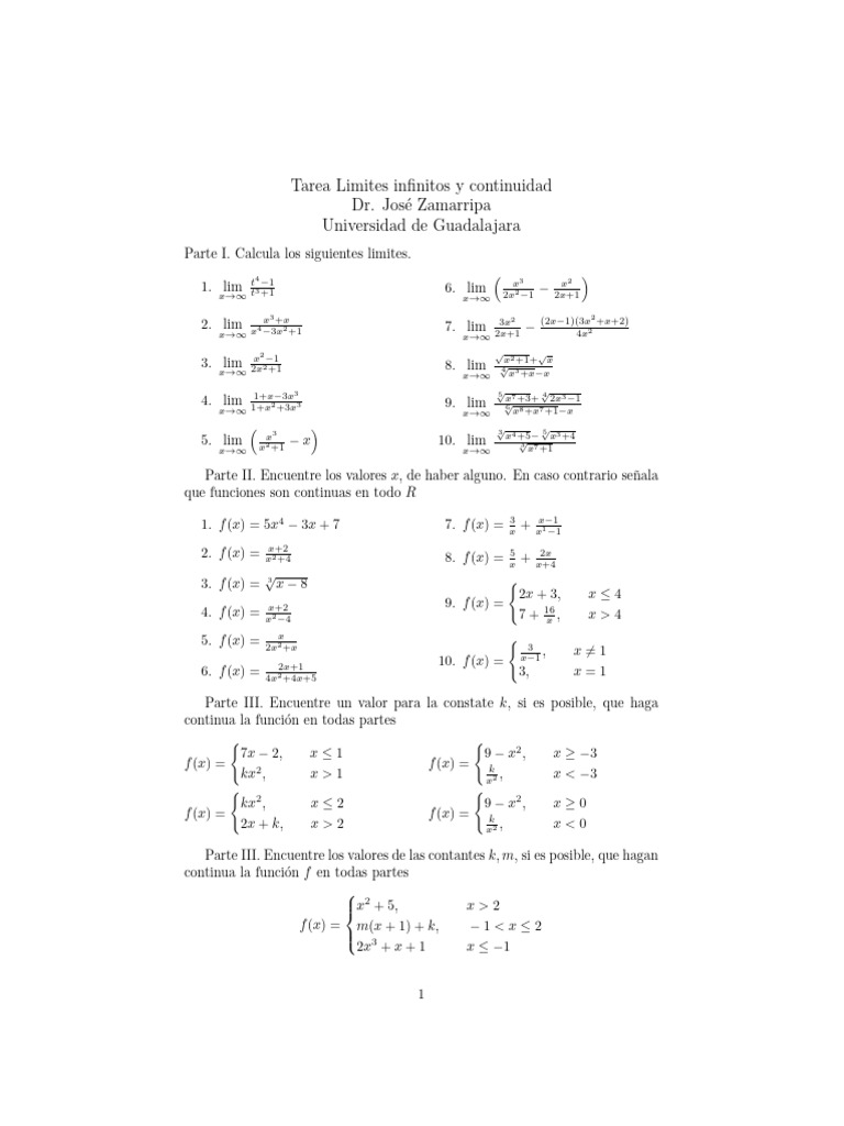 Límites Infinitos y Continuidad | PDF | Métodos y materiales de enseñanza
