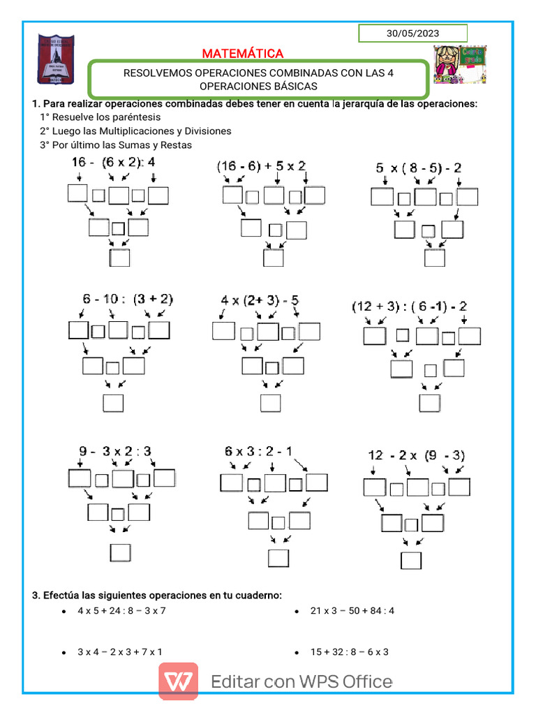 Operaciones Combinadas en Matemáticas | PDF