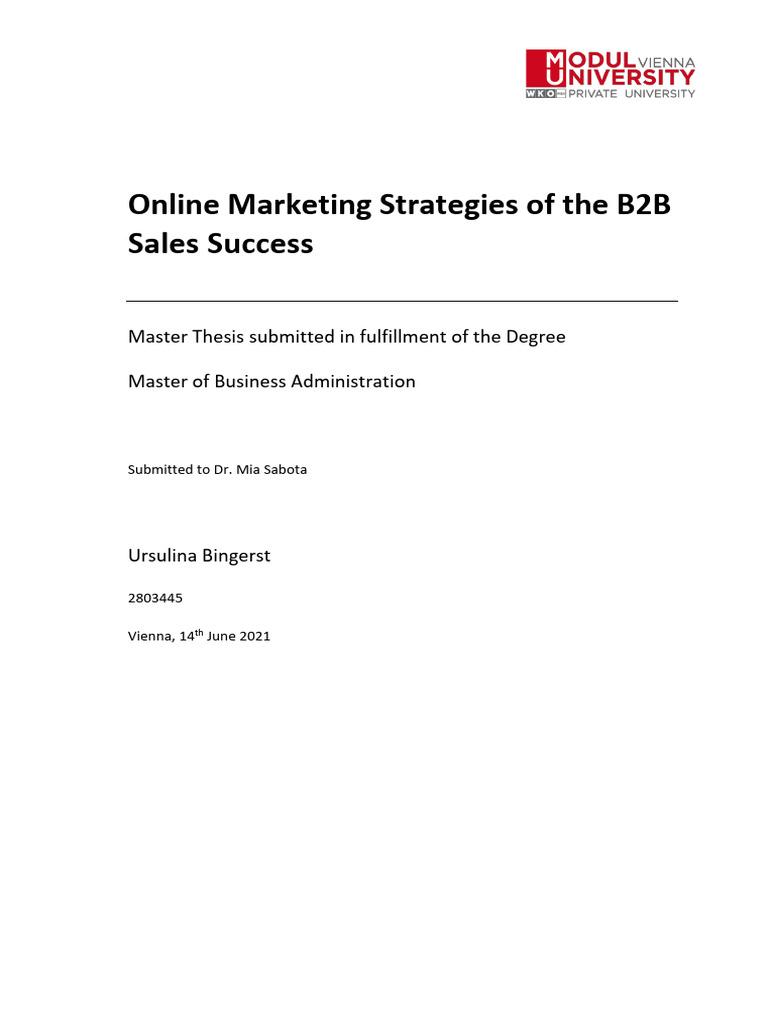 MASTER THESIS - Ursulina Binterst | PDF | Marketing | Digital Marketing