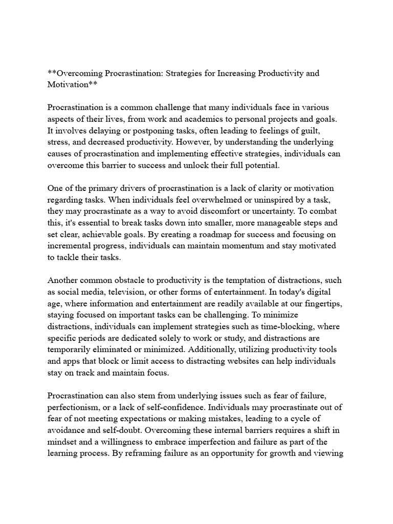 Strategies to Overcome Procrastination | PDF | Professional Skills ...