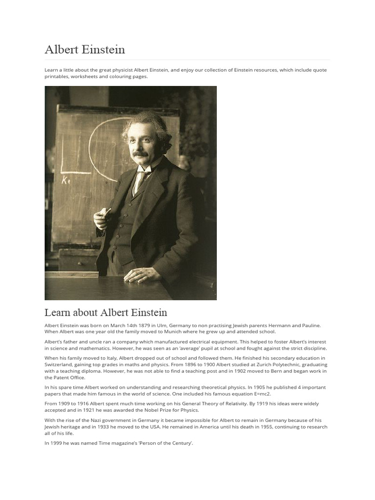 Albert Einstein: Life and Achievements | PDF