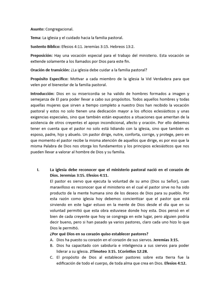 Cuidado y Reconocimiento a la Familia Pastoral | PDF | Pastor | Iglesia ...