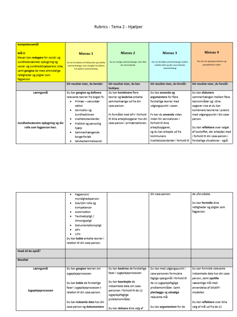 Rubrics Til Tema 2 Ssh Pdf