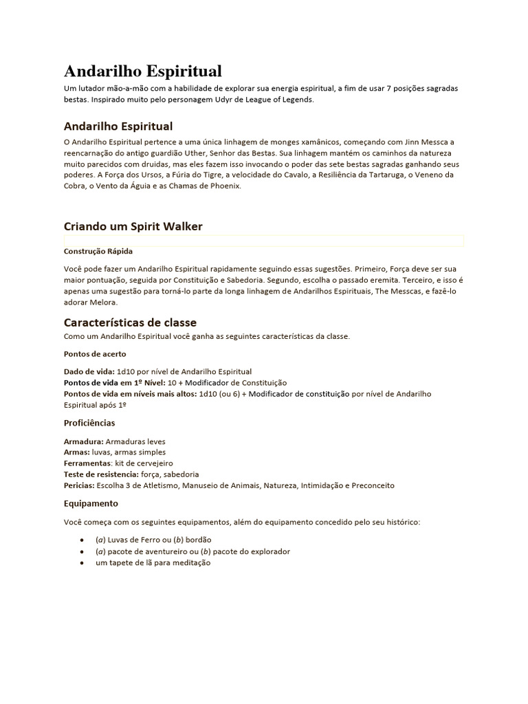 Andarilho Espiritual: Poderes e Posturas | PDF | Tigre | Relâmpago