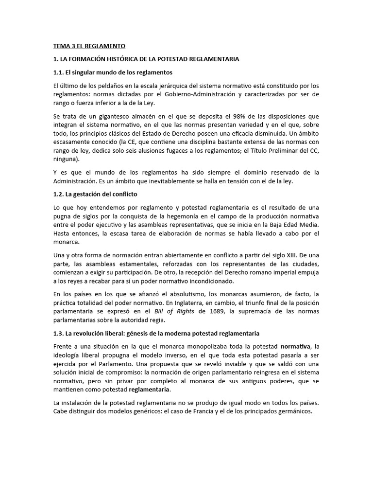 Tema 3 El Reglamento | PDF | Regulación | Gobierno de españa