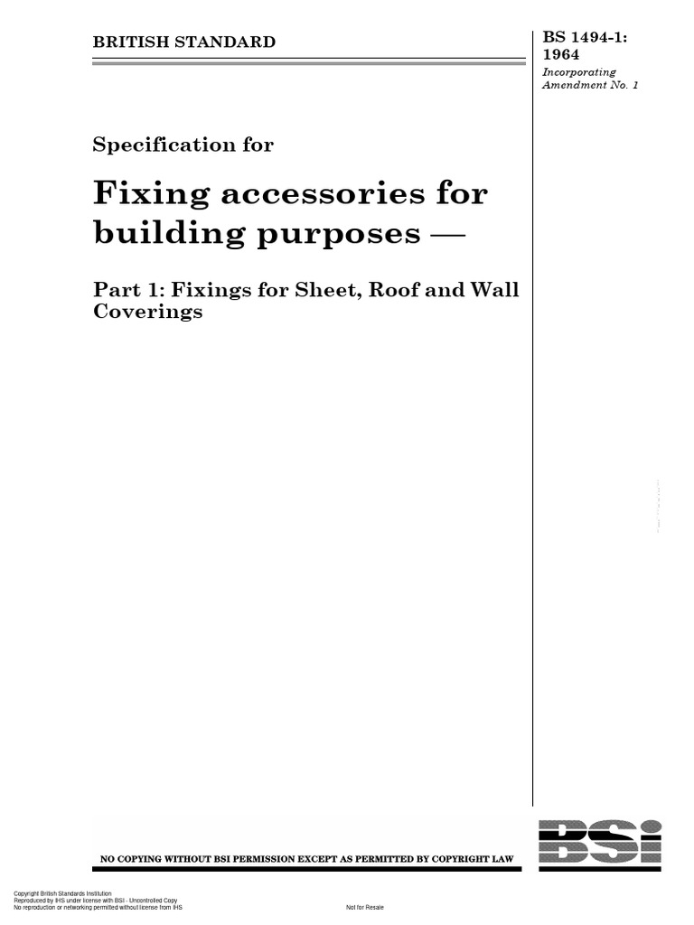 BS 1494-1 | PDF | Screw | Building Materials