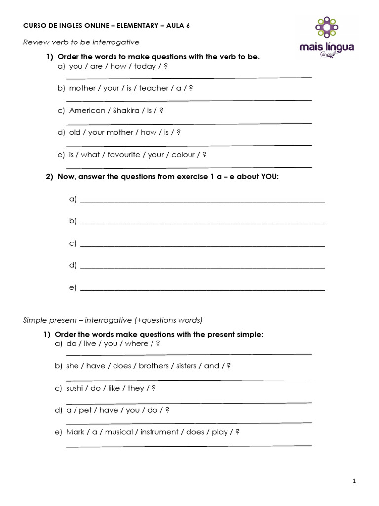 Curso - Ingles - Online - Elementary - Practice - Aula - 6 | PDF ...