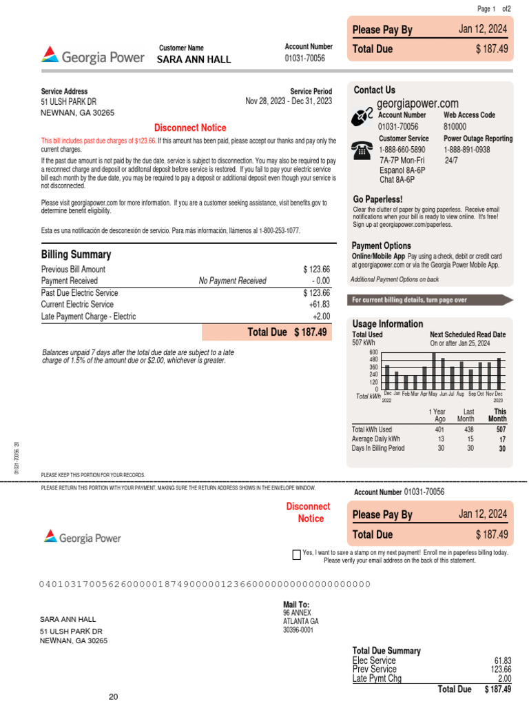 Georgia power bill | PDF | Debit Card | Credit Card